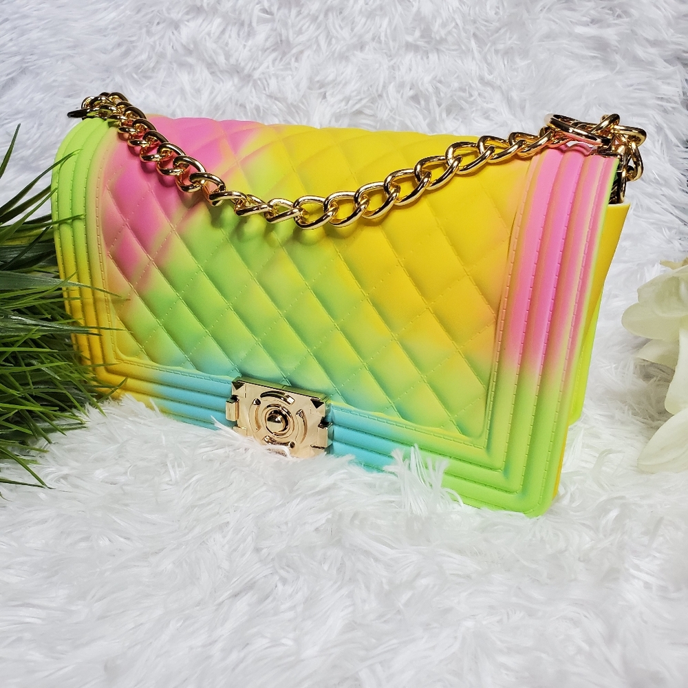 QUILTED RAINBOW SILICONE SHOULDER BAG - Picture 5 of 8